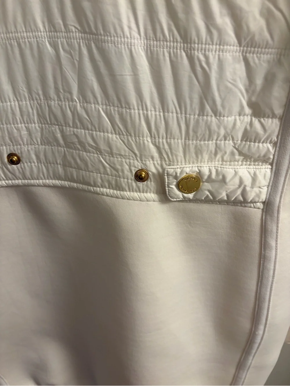 Michael Kors White Quilted Hooded Puffer Jacket with Gold Accents